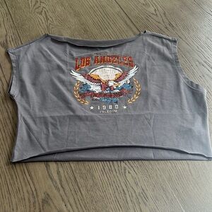 Shein off the shoulder top grey muscle tee size small